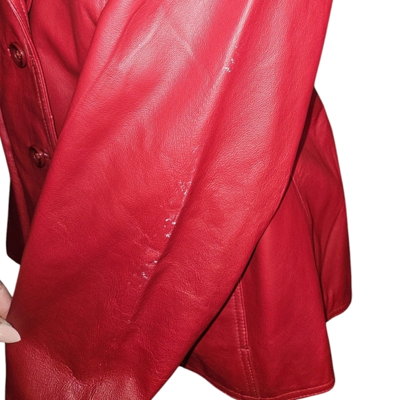 Women's East 5th Burgundy Leather Blazer Size 1X - Picture 4 of 8